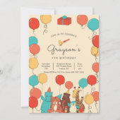 Luftballons und Tiere Moderne Kindergeburtstagsein (Vorderseite)
