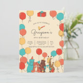 Luftballons und Tiere Moderne Kindergeburtstagsein (Stehend Vorderseite)