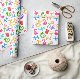 Luftballontiere Geschenkpapier, Geburtstagsgeschen Geschenkpapier