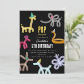 Luftballontiere Kinderparty-Thema Einladung (Stehend Vorderseite)