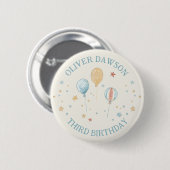 Luftballontraum Kindergeburtstags-Gast-Pin-Abzeich Button (Vorne & Hinten)