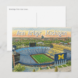Luftbild Ann Arbor, Michigan, handgezeichneter Sti Postkarte
