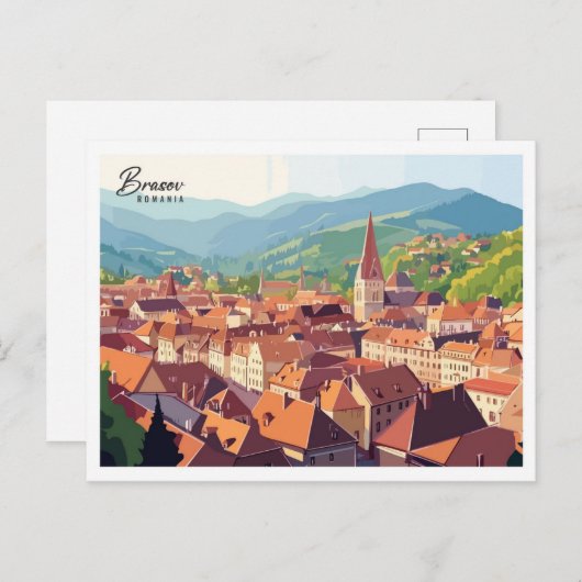 Luftbild Brasov Rumänien Kunstreisen Postkarte (Vorne/Hinten)