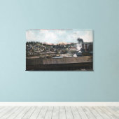 Luftbild der Bergbaumaschine und der Stadt Leinwanddruck (Insitu (Holzboden))