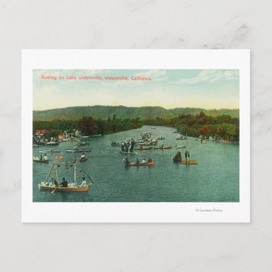 Luftbild der Boote auf dem Watsonville-See Postkarte (Vorderseite)