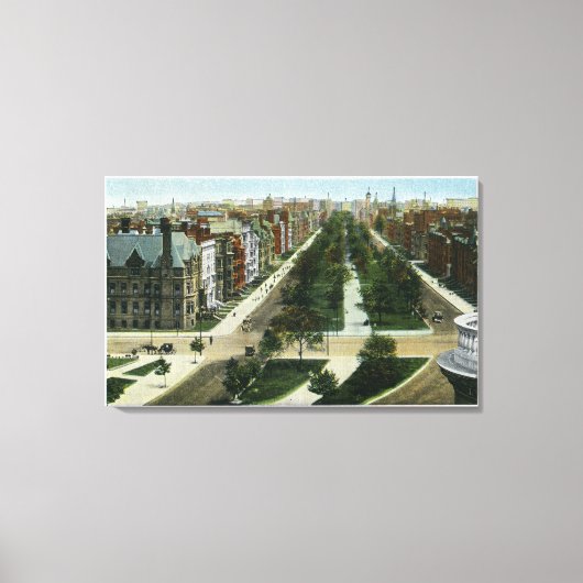 Luftbild der Commonwealth Avenue Leinwanddruck (Vorderseite)