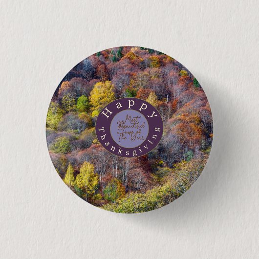 Luftbild der farbenfrohen Bäume des Herbstes Button (Vorderseite)