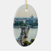 Luftbild der Kettenbrücke - Budapest, Ungarn Keramik Ornament (Rechts)