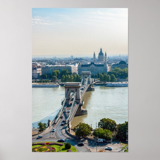 Luftbild der Kettenbrücke - Budapest, Ungarn Poster (Vorne)