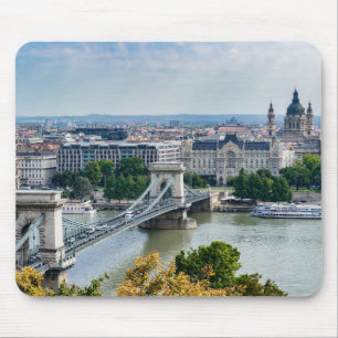 Luftbild der Kettenbrücke in Budapest, Ungarn Mousepad