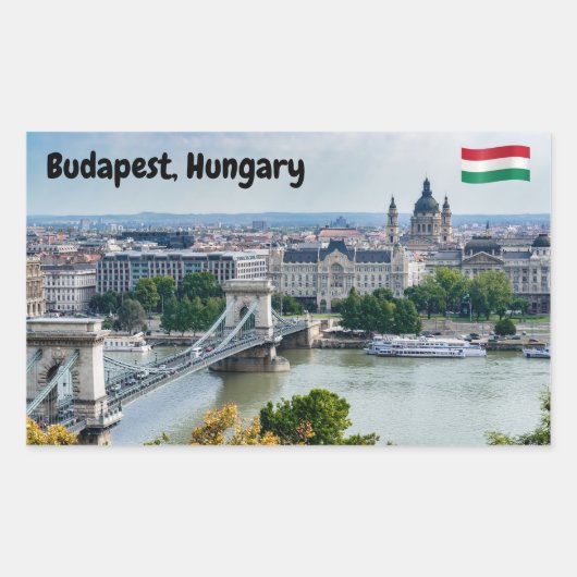 Luftbild der Kettenbrücke in Budapest, Ungarn Rechteckiger Aufkleber (Vorderseite)