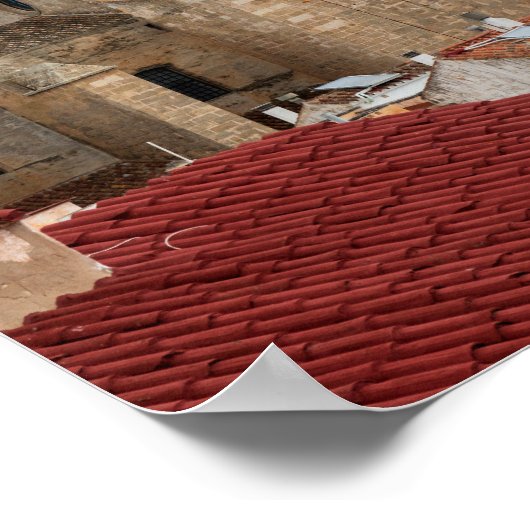 Luftbild der Kirche von Carmen - Mahon, Menorca Poster (Ecke)