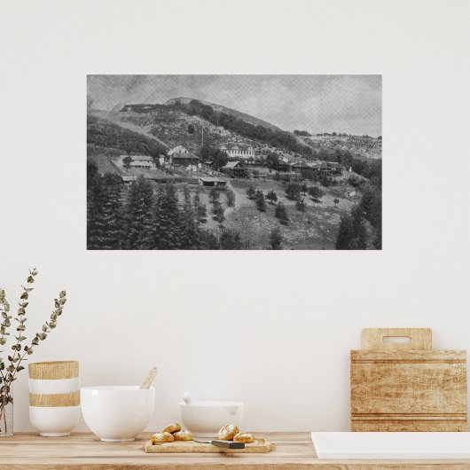 Luftbild der Ranch der Bergsicht Poster (Küche)