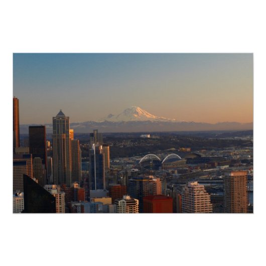 Luftbild der Skyline der Stadt Seattle 2 Poster (Vorderseite)