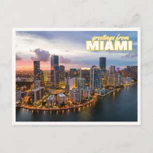 Luftbild der Skyline von Downtown Miami Retro Flor Postkarte
