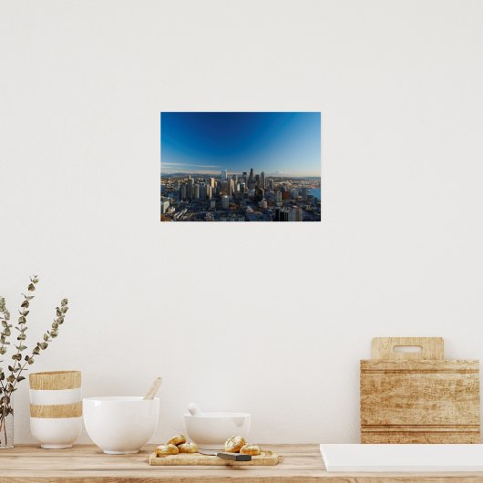 Luftbild der Skyline von Seattle Poster (Küche)
