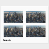 Luftbild der Skyline von Seattle Rechteckiger Aufkleber (Blatt)
