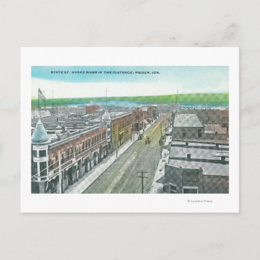 Luftbild der Staat Street und des Snake River Postkarte (Vorderseite)
