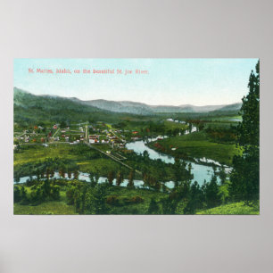 Luftbild der Stadt am St. Joe River Poster