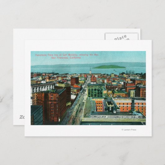 Luftbild der Stadt aus dem Call-Gebäude Postkarte (Vorne/Hinten)