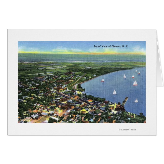 Luftbild der Stadt, Segelboote am See (Vorderseite (Horizontal))