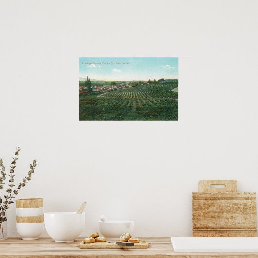 Luftbild der Stadt, Sonoma Landkreis vom Hügel Poster (Küche)