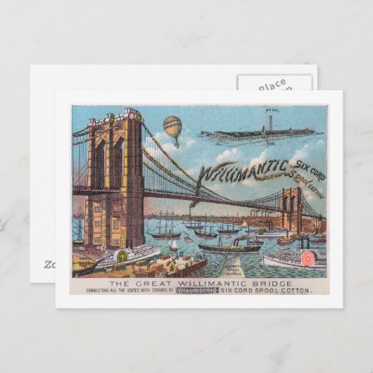 Luftbild der Willimantic Bridge Postkarte (Vorne/Hinten)