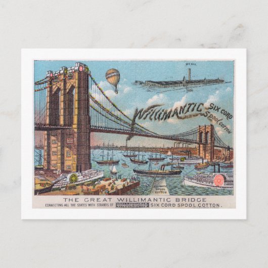 Luftbild der Willimantic Bridge Postkarte (Vorderseite)