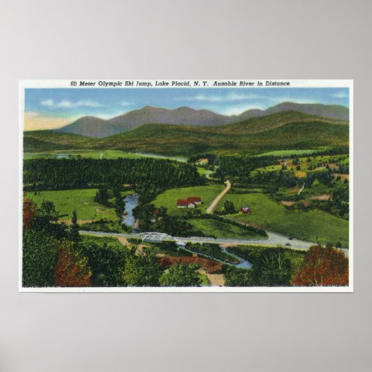 Luftbild des 60 Meter langen olympischen Skispanns Poster (Vorne)