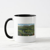 Luftbild des 60 Meter langen olympischen Skispanns Tasse (Links)