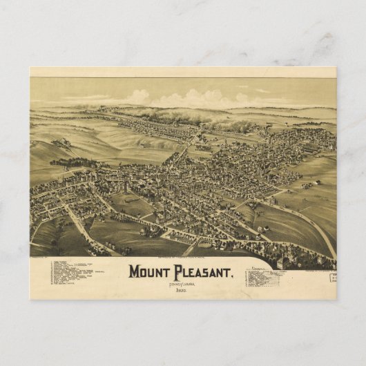 Luftbild des Berges Pleasant, Pennsylvania (1900) Postkarte (Vorderseite)