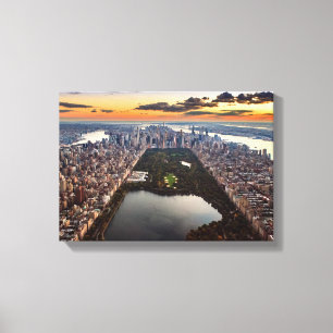 Luftbild des Central Park bei Sonnenuntergang Leinwanddruck