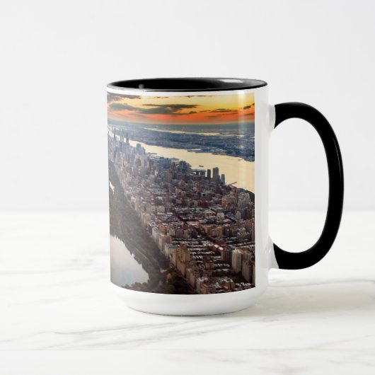 Luftbild des Central Park bei Sonnenuntergang Tasse (Rechts)