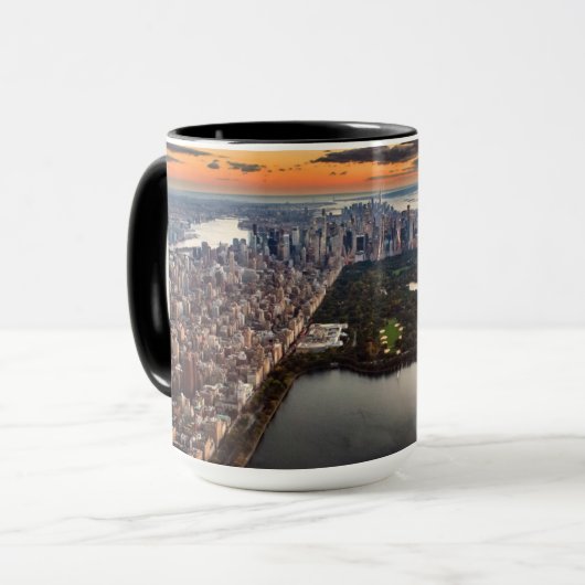 Luftbild des Central Park bei Sonnenuntergang Tasse (Vorderseite Links)