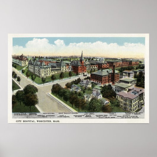 Luftbild des City Hospital Poster (Vorne)