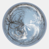 Luftbild des Himmels mit Eichenbaum Runder Aufkleber (Vorderseite)