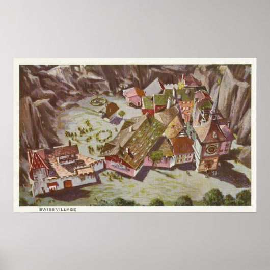 Luftbild des Schweizer Dorfes Poster (Vorne)