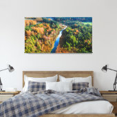 Luftbild des Winding River Sonniger Herbstwald Leinwanddruck (Insitu (Schlafzimmer))