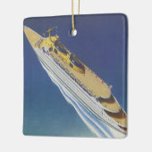 Luftbild eines Vintagen Kreuzfahrtschiffs im Ozean Keramikornament (Links)