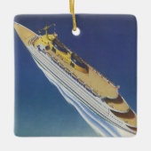 Luftbild eines Vintagen Kreuzfahrtschiffs im Ozean Keramikornament (Vorderseite)