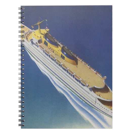 Luftbild eines Vintagen Kreuzfahrtschiffs im Ozean Notizblock (Vorderseite)