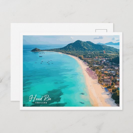 Luftbild Haad Rin Thailand Illustration Postkarte (Vorne/Hinten)