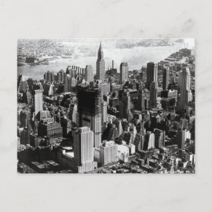 Luftbild Manhattan Schwarz-Weiß-Fotografie Postkarte