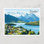 Luftbild Queenstown Neuseeland Illustration Postkarte (Vorderseite)