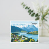 Luftbild Queenstown Neuseeland Illustration Postkarte (Stehend Vorderseite)
