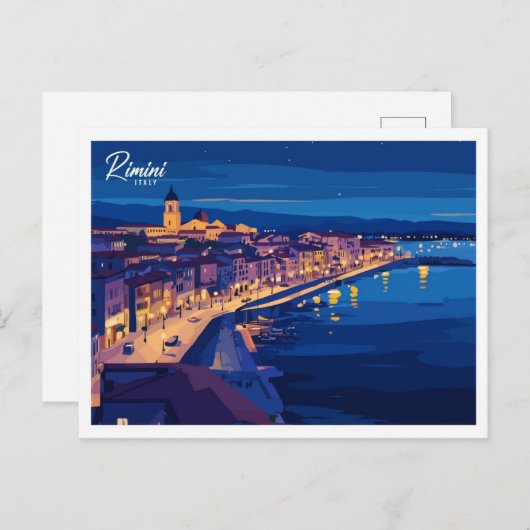 Luftbild Rimini Italien Illustration Travel Postkarte (Vorne/Hinten)
