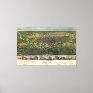 Luftbild von Houston, Texas (1891) Leinwanddruck