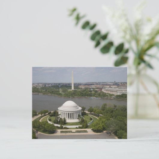 Luftbild von Jefferson und Washington Memorial Postkarte (Stehend Vorderseite)