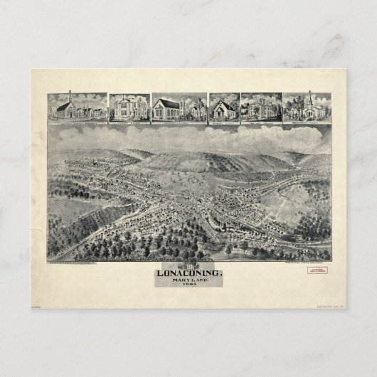 Luftbild von Lonaconing, Maryland (1905) Postkarte (Vorderseite)