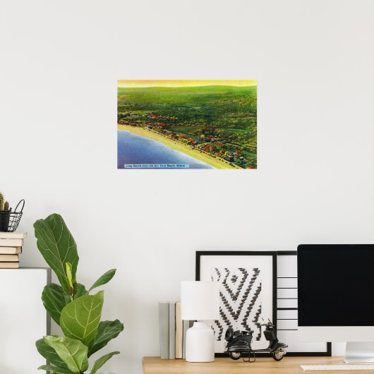 Luftbild von Long Beach am York Beach Poster (Heimbüro)